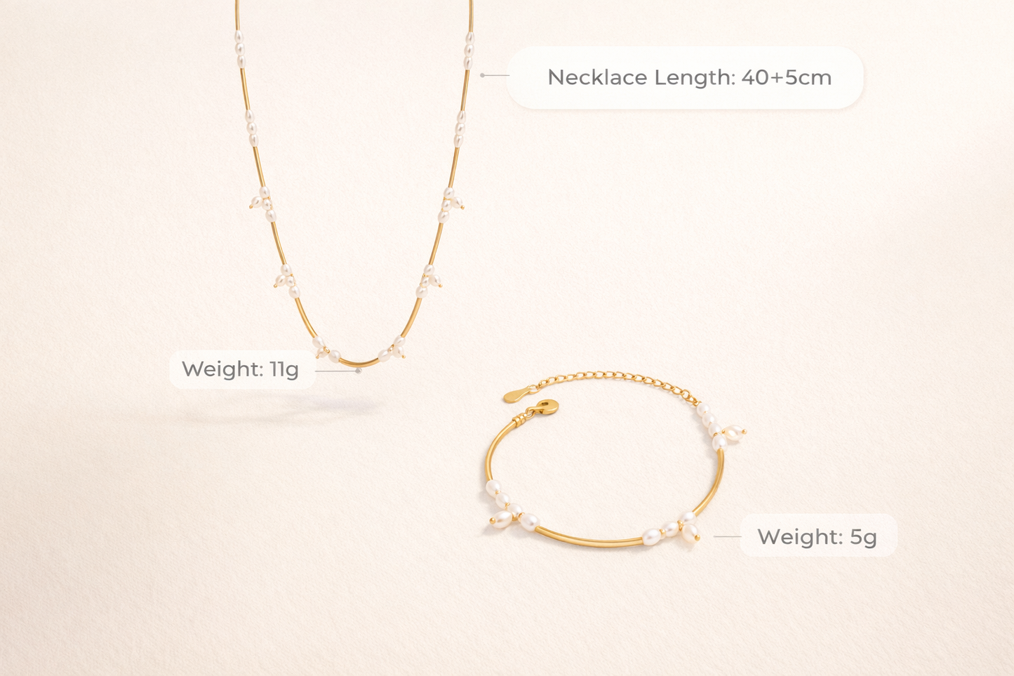 Sher Pearl Beaded Necklace & Bracelet Set