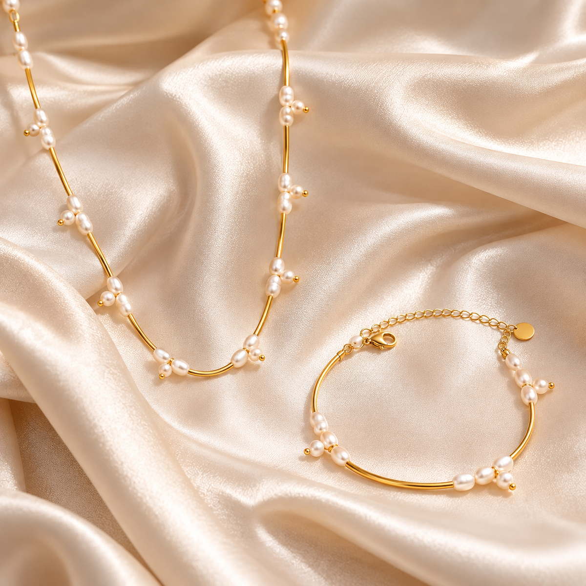 Sher Pearl Beaded Necklace & Bracelet Set
