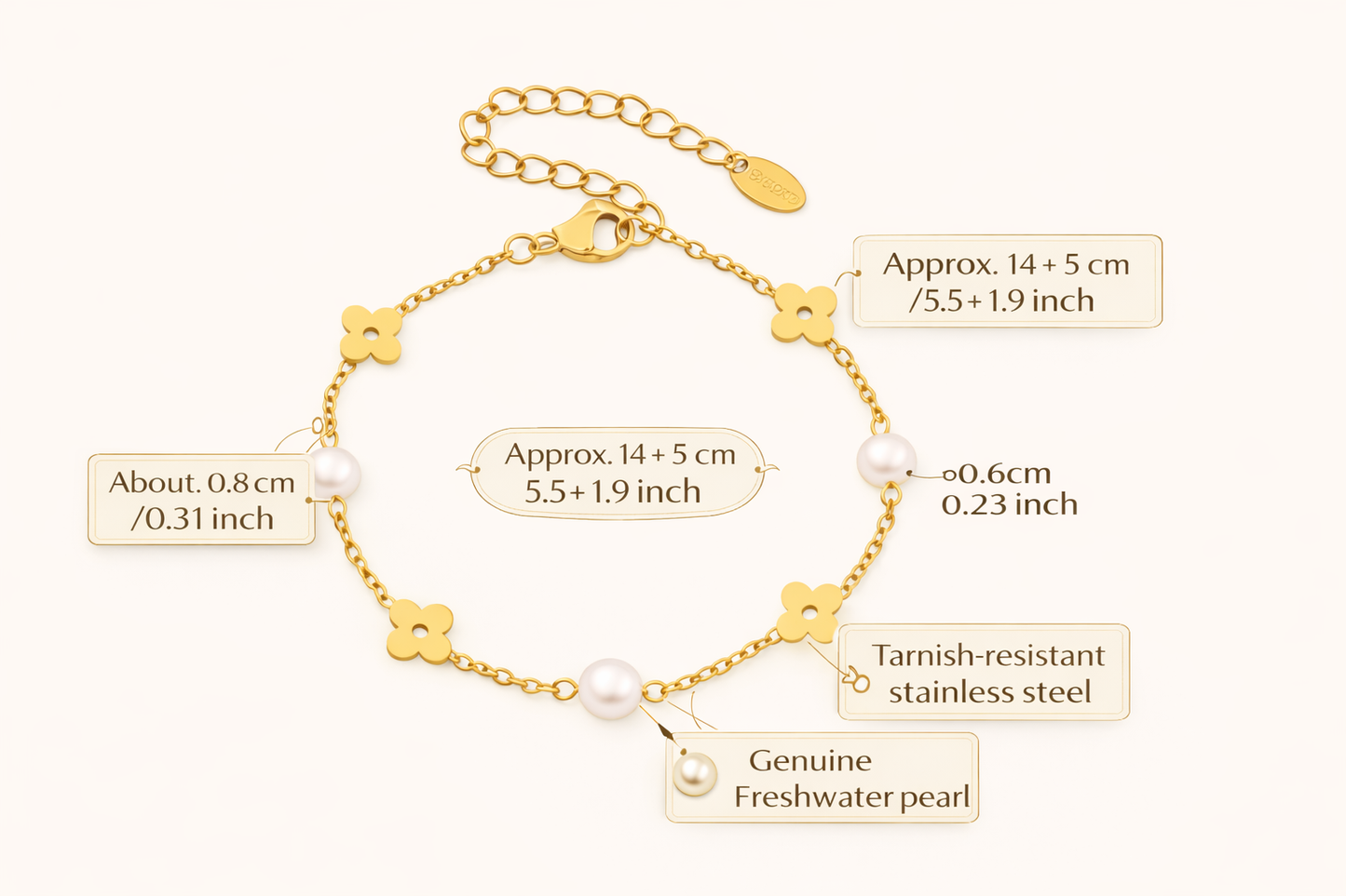 Floral Pearl Gold-Tone Necklace & Bracelet Set