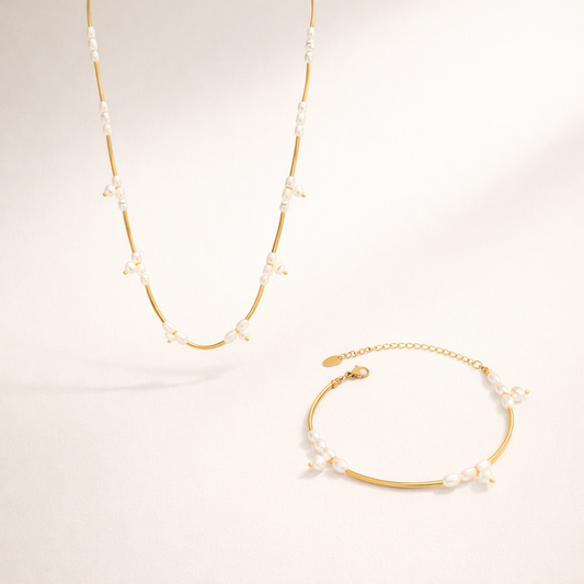 Sher Pearl Beaded Necklace & Bracelet Set